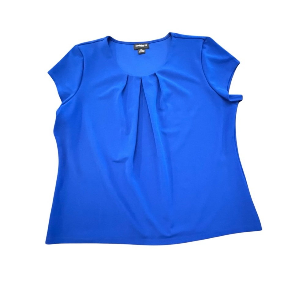 NWT Liz Claiborne Career Blouse Top Bold Blue Texture Tee XXL Stretch Dressy